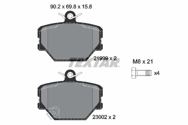Bremsbelagsatz, Scheibenbremse Textar 2199901 für Smart Cabrio + 98->