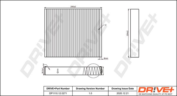Dr!Ve+ Dp1110.12.0271 Dr!Ve+ Filter, Innenraumluft für Opel 2013->