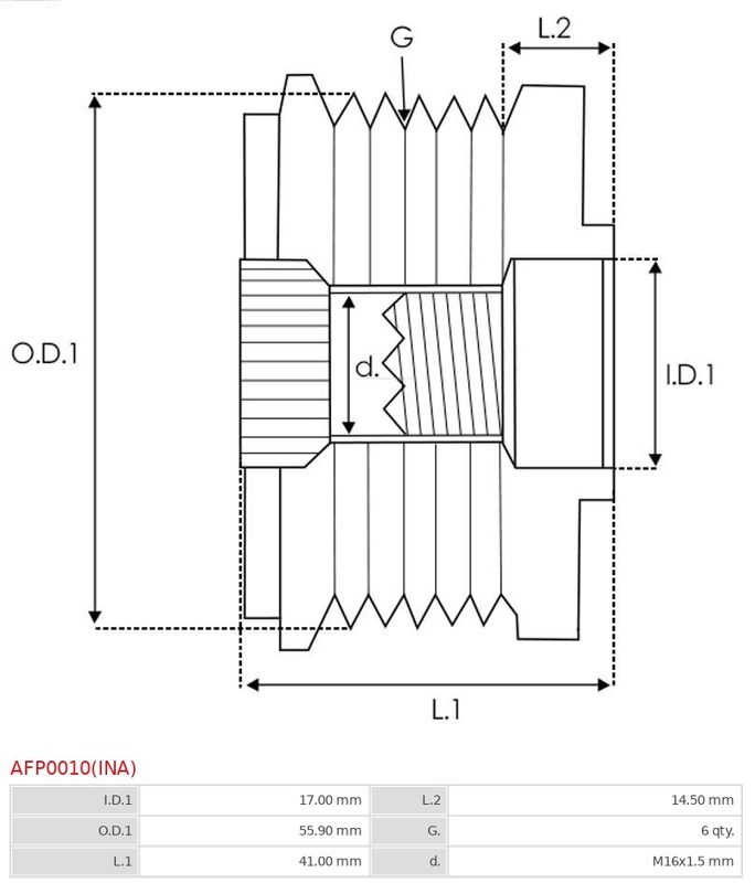 As-Pl Afp0010(Ina) Generatorfreilauf für Audi A1 A2 A3 Cabrio 1988->