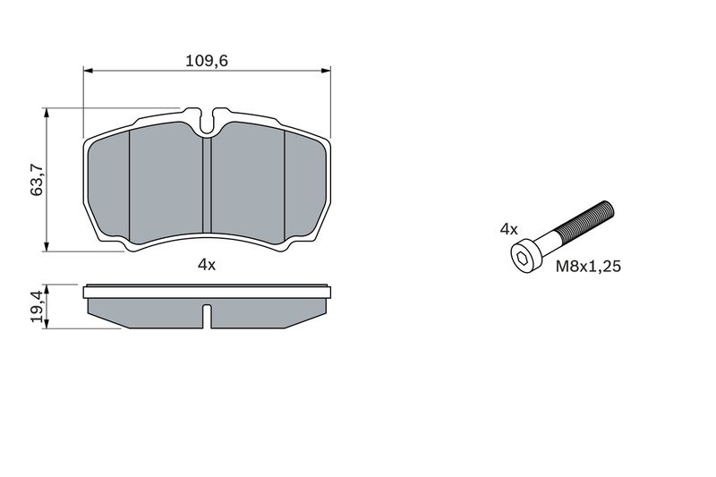 Bosch 0986424750 Bremsbelagsatz, Scheibenbremse Hinten für Iveco