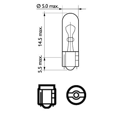 Glühlampe Glühbirne 2,3W Philips 12061Cp für Audi Fiat 89->