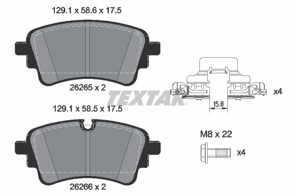 Bremsbelagsatz, Scheibenbremse Textar 2626503 für Audi A4 + B9 + 15->