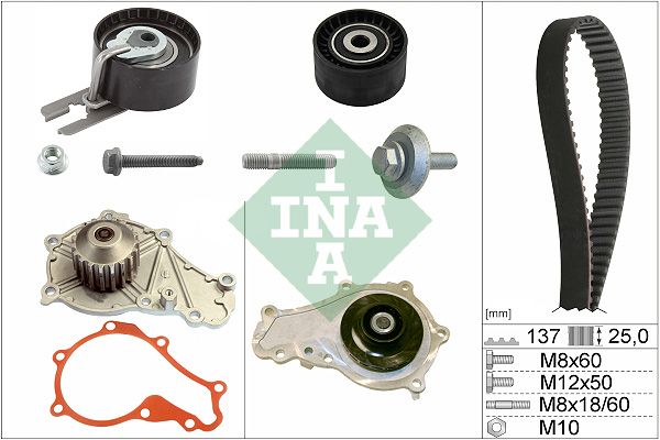 Wasserpumpe + Zahnriemensatz INA 530037530 für Citroen Fiat Ford 03->