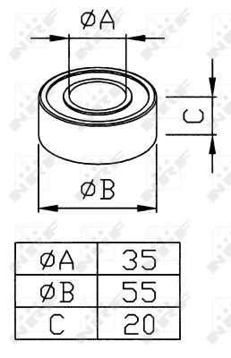 NRF 38286 Lager, Kompressorwelle