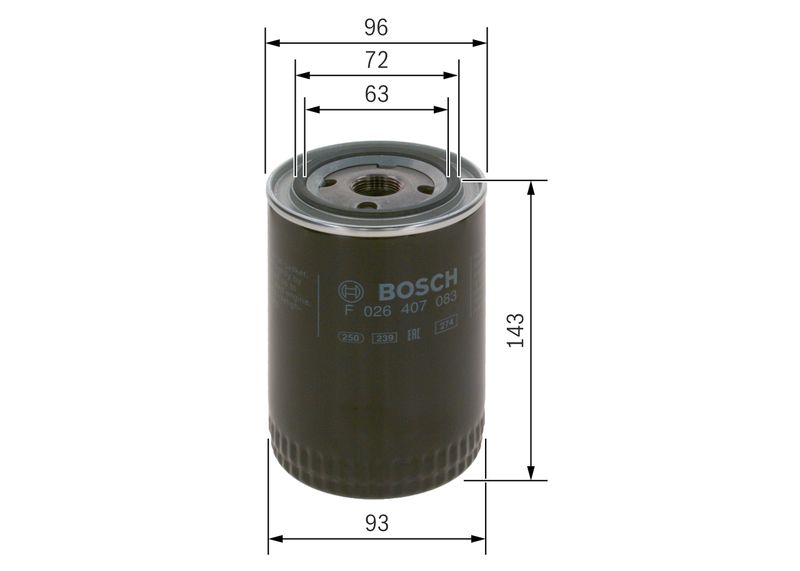 Bosch F026407083 Ölfilter für Fiat Ducato Pritsche Peugeot 2005-2016